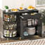 Buffet noir avec support à épices rotatif, tiroir et armoire