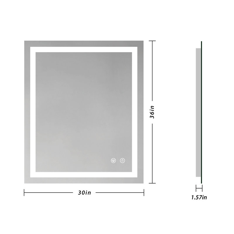 Miroir de salle de bain Lashaunte, Rectangle, 36 po x 30 po