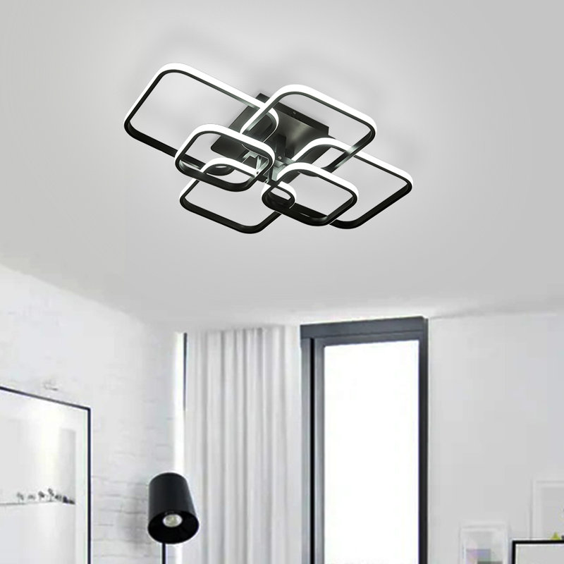 framed square 6-head modern ceiling light, Black