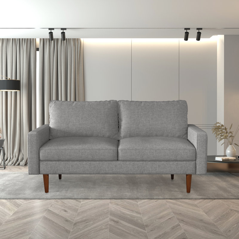 Jo 70" Square Arm Sofa, Light Gray 100% Polyester