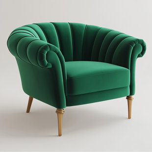 Emerald Green Retro Rolled Arm Chair