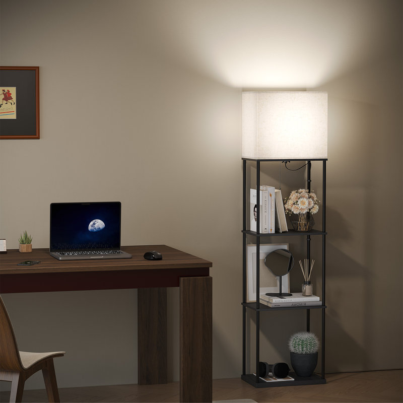 Lampe sur pied colonne 62,2 po avec tablettes à 4 niveaux