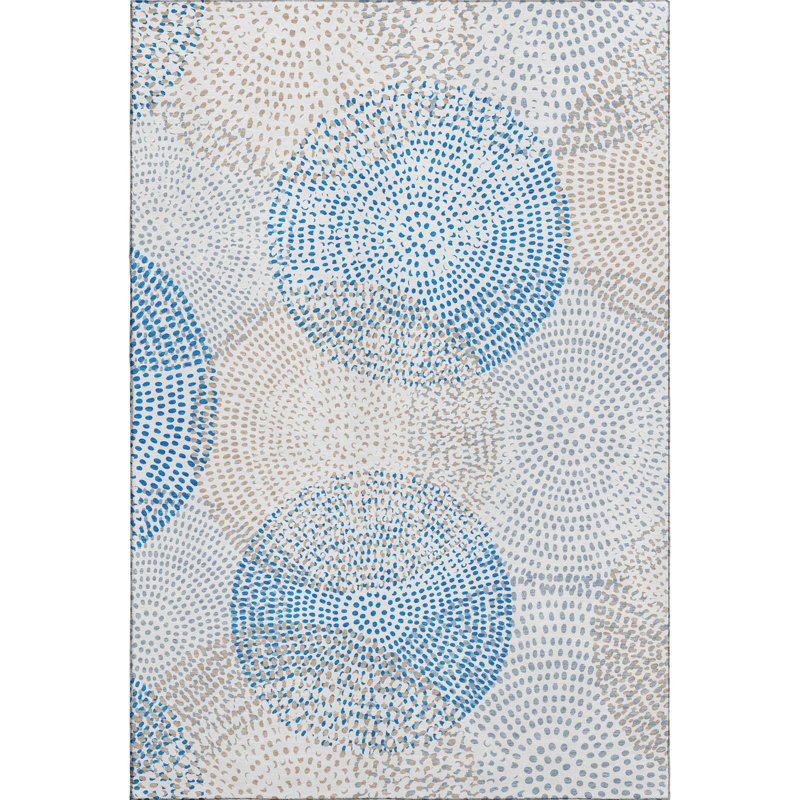 Addison Red Synthetic Washable 5' x 7' Mosaic Geo Rug