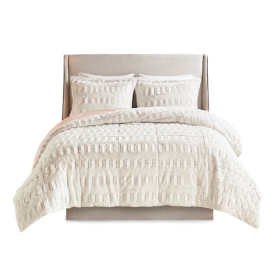 Twin/Twin Xl Long Fur Mini Bedding - Luxury With Faux And Mink Reverse Box Sewn Comforter Filling
