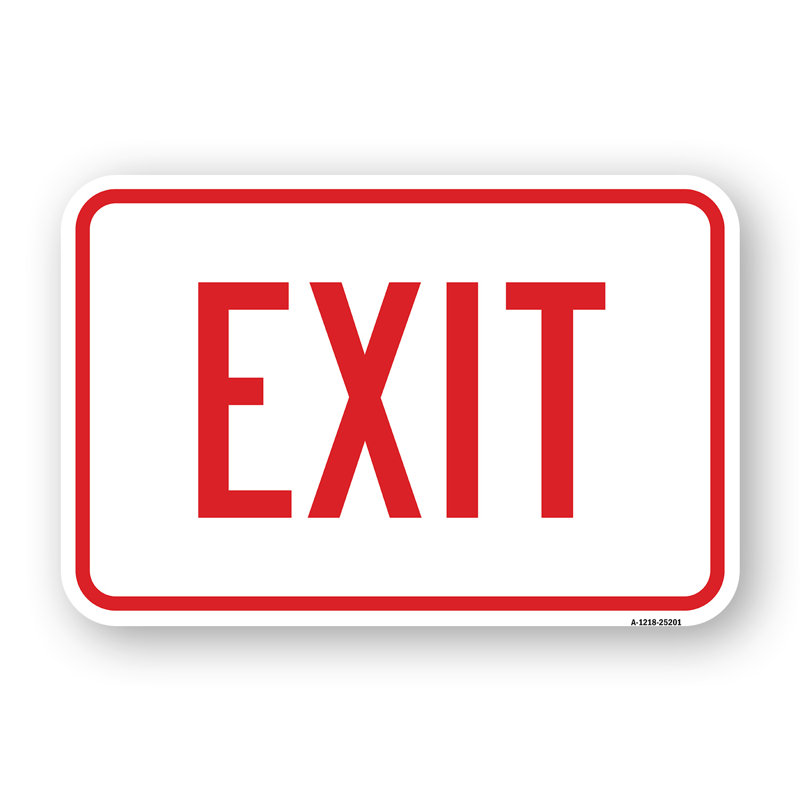 Panneau de signalisation de sortie en aluminium robuste antirouille 12 po x 18 po Exit