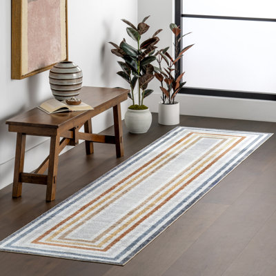  Alienor SpinClean Striped Machine Washable Area Rug