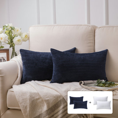 Striped Corduroy Throw Pillow, Solid Color Textured Decorative Pillow