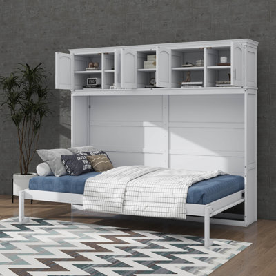 Full-Size Murphy/Wall Bed Featuring Overhead Storage Components