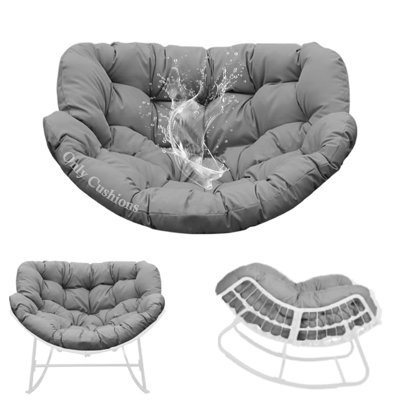 6" Thick Rocking Chair Cushion With Ties, Waterproof & Fade-resistant Papasan Seat Pad For Patio, Porch & Indoor Use by Lark Manor