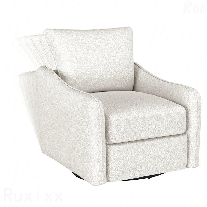 Fauteuil d'appoint pivotant en tissu rembourré pour les salons confortables, Blanc