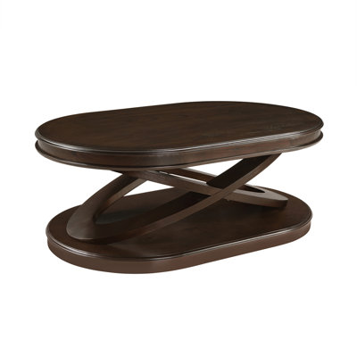 44 Inch Wood Oval Coffee Table with X-Shaped Base,Cocktail Table with Open Storage, Sofa Center Table for Living Room, Home Office by Alcott Hill
