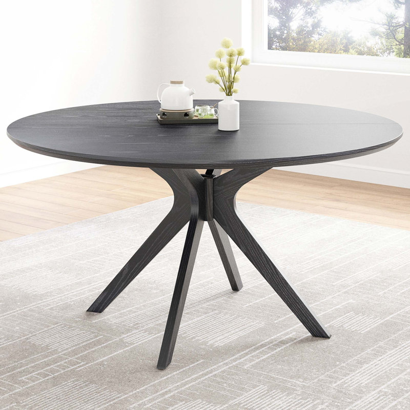 Table de salle à manger 47,2 "en bois massif pour 4-6 personnes, Noir