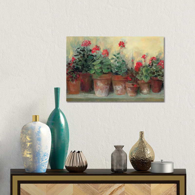 Kathleen's Geraniums 1 Piece Wall Art on Canvas, 30.48 cm H x 45.72 cm W, Wrapped Canvas