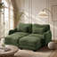 Canapé de soutien en chenille avec coussin de taille délicate et repose-pieds mobile, conception ergonomique incurvée, canapé modulaire facile à assembler pour le bureau du salon, vert-2081024921
