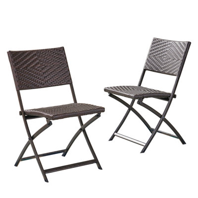 Foldable Outdoor Dining Chair, Brown , Pe , Powder Coated Iron, 230 Lb Capacity