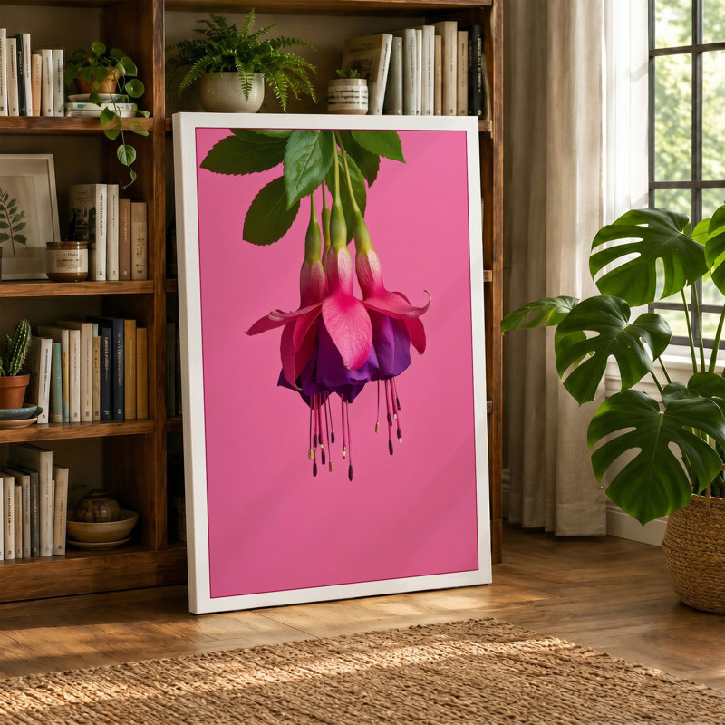 Fuchsia Blooms Botanical - Wrapped Canvas, 18x12 - 45.7 x 30.5 cm, White Border