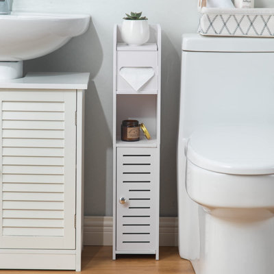 Armoire de rangement imperméable en PVC avec porte-papier hygiénique - Organisateur de petit espace autoportant avec tablettes