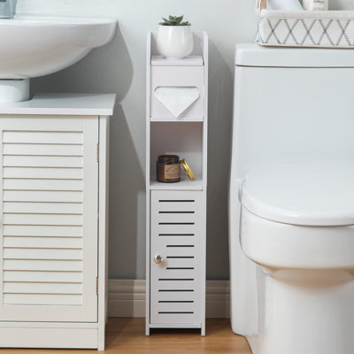 Waterproof PVC Bathroom Storage Cabinet With Toilet Paper Holder - Freestanding, Small Space Organizer With Shelves For Bathroom Essentials