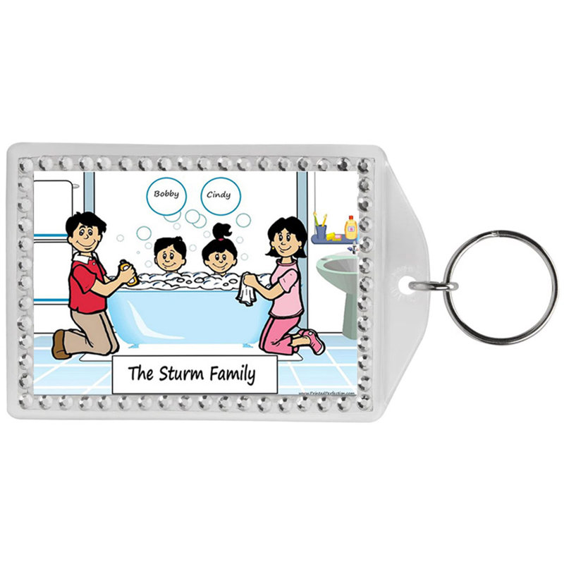 Personalized Name That Toon Tub Time with 1 Child Rhinestone Bordered Key Chain, Yes