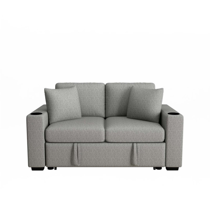 60.6" Modern Loveseat Sofa Pull-Out Sofa Bed Sofa, Gray