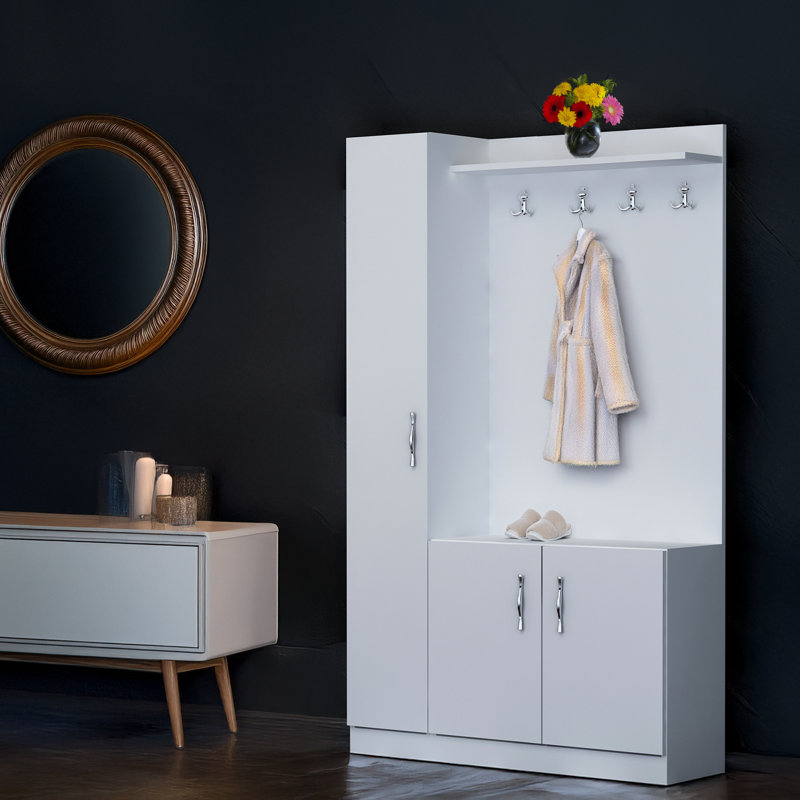 Hall Tree With 3 Cabinets