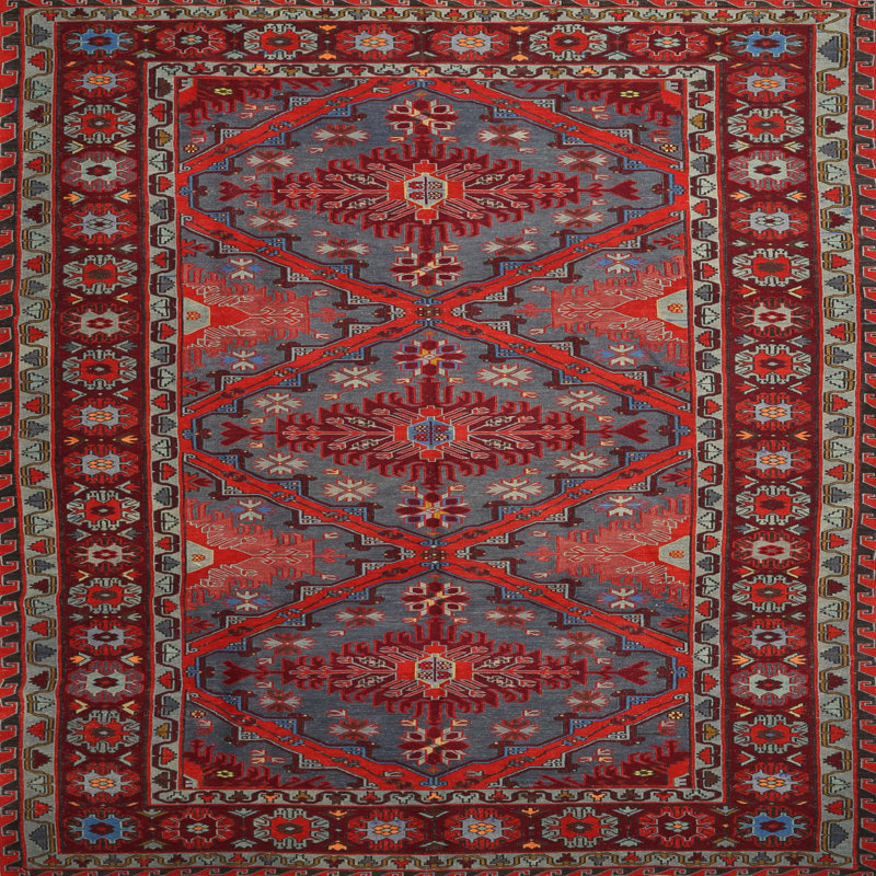 Tapis rouge à motif sud-ouest, Rond 7 pi