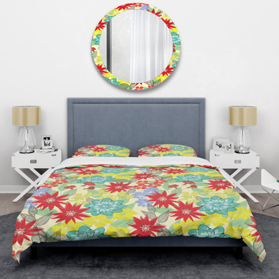 Fleurs jaunes et rouges - Ensemble de housse de couette Cabin & Lodge
