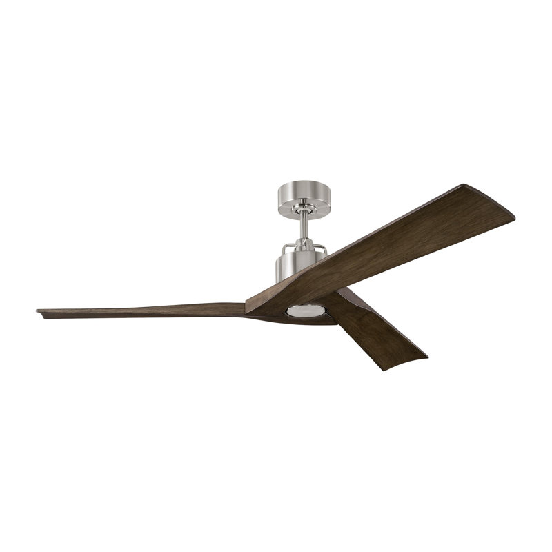 Ventilateur de plafond 52 po Gerda, Gris clair / chêne vieilli, Acier brossé