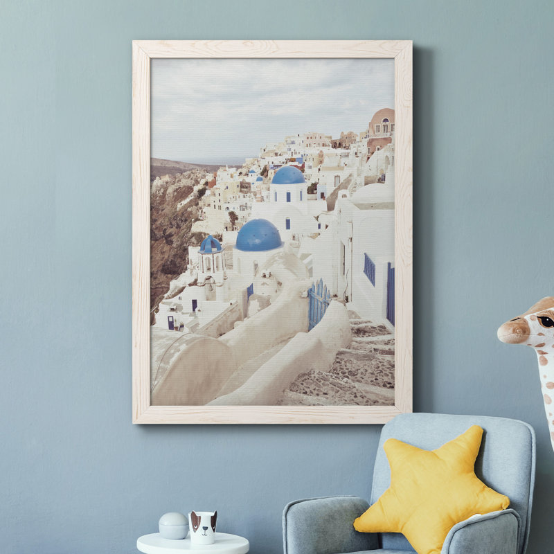 Santorini - photographie sur toile encadrée, H 37,5 po x l 27,5 po x P 1,5 po, Cadre blanc
