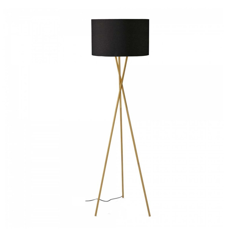 Ritwik 150cm Tripod Floor Lamp, Black, Polished Brass Plate