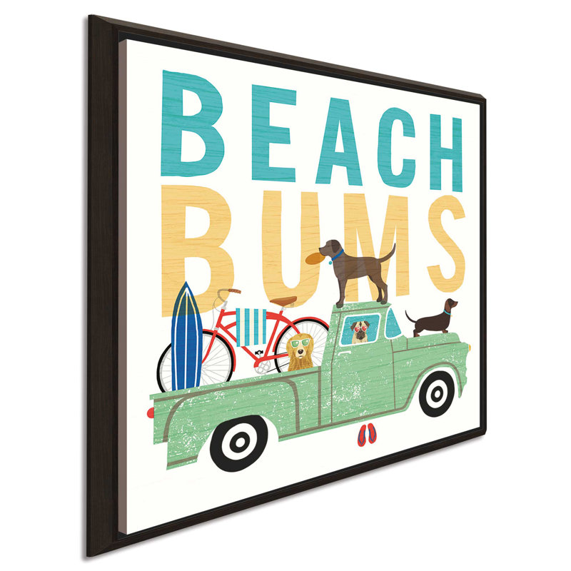 «Beach Bums Truck I carré», impression, H 39,5 po x l 39,5 po x P 2 po, Cadre flottant espresso