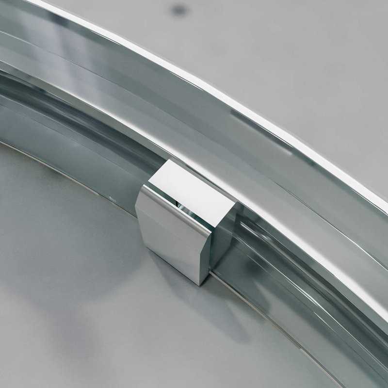 37.5" - 38" W x 72" H Double Sliding Framed Round Shower Enclosure with 1/4" Clear Tempered Glass