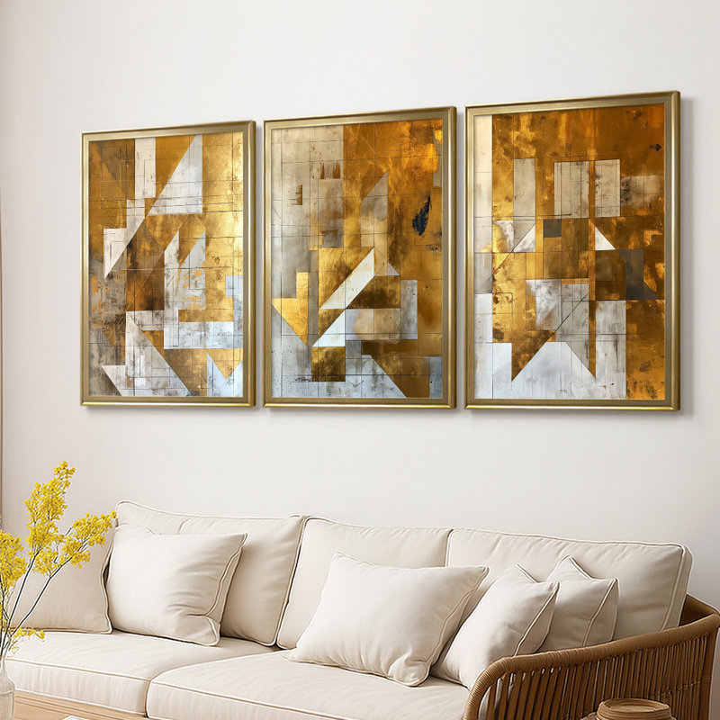 ABSTRACT Series CXV - Toile tendue avec châssis sur mesure - 3 pièces