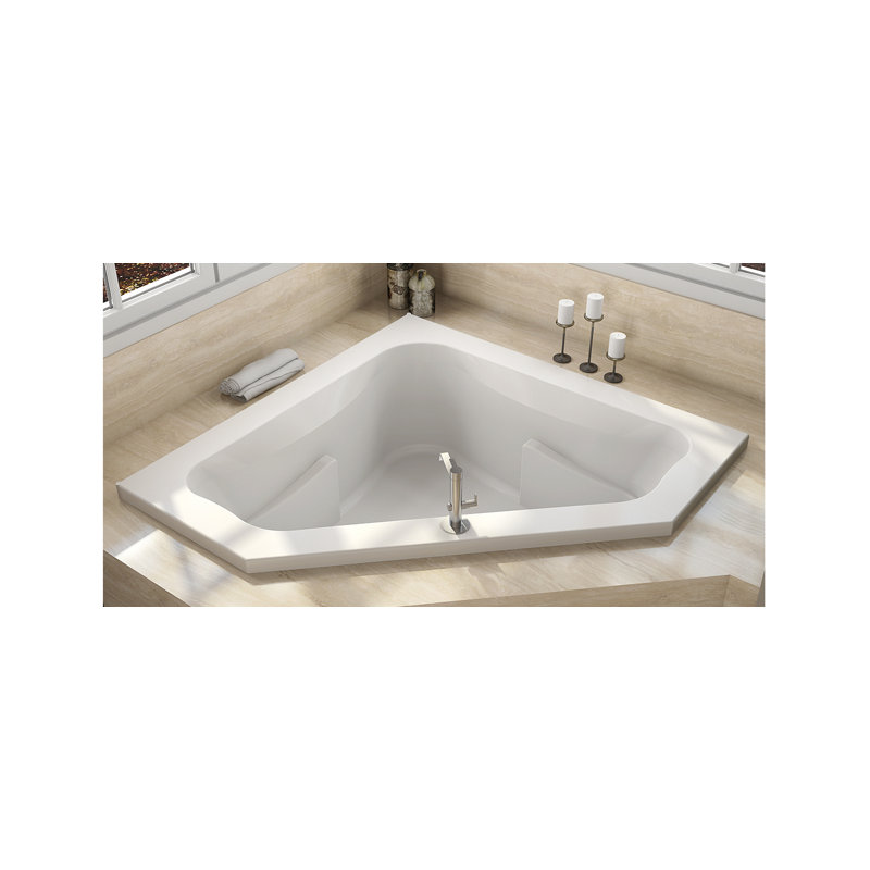 SIGNATURE® Corner 6060 Drop-In Soaking RH 3-Tile Flange Oyster, Yes, White