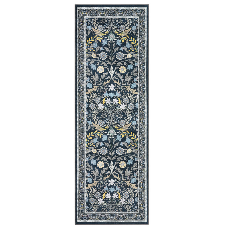 Floral Washable Area Rug Vintage Large Rugs for Living Room Soft Non-Slip Carpet Indoor Floor Stain Resistant Carpets for Bedroom Dining Room Farmhouse Nursery Home Office