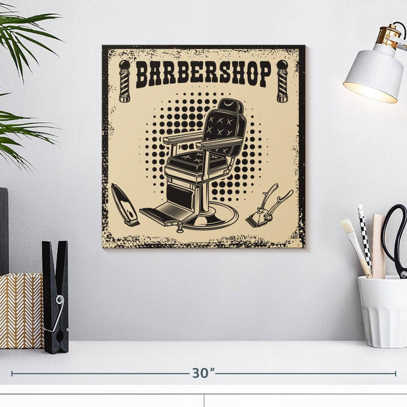 Enseigne murale rétro Khylige Barbershop, H 16 po x l 16 po