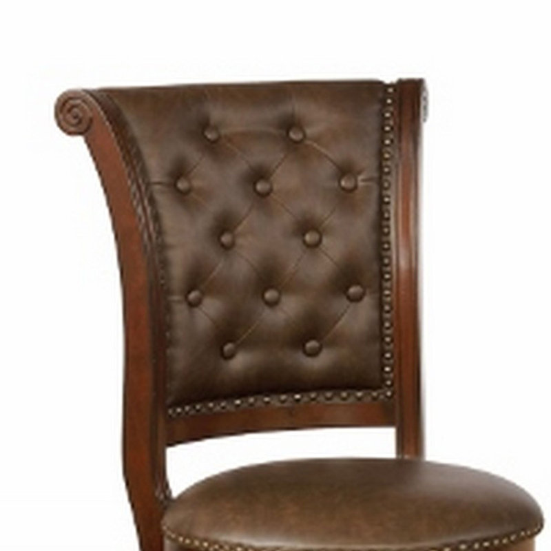 Upholstered Counter Stool with Solid Wood Frame