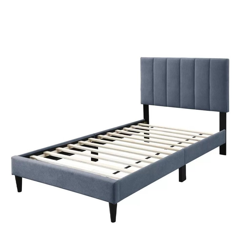 Lit simple tapissier en tissu brossé, Gris anthracite