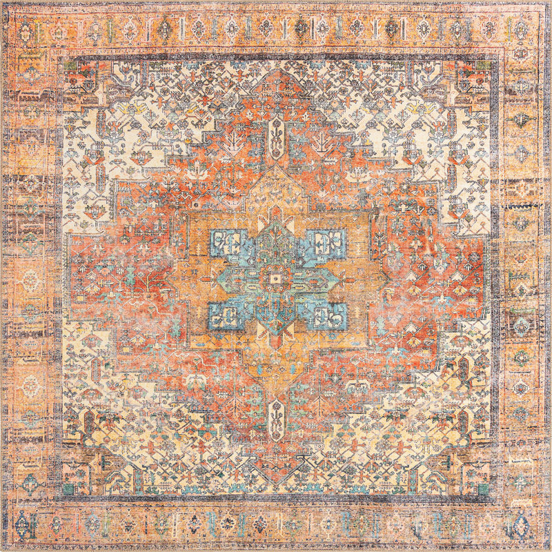 Mcclamma Chenille Oriental Indoor Rug, Square 7'6"