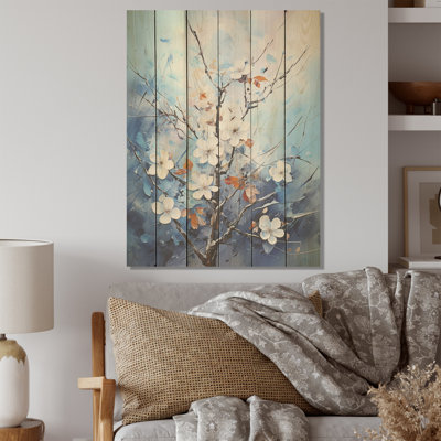 Snow Flower Bouquet Harmony I - Snow Wood Art On Natural Pine Wood