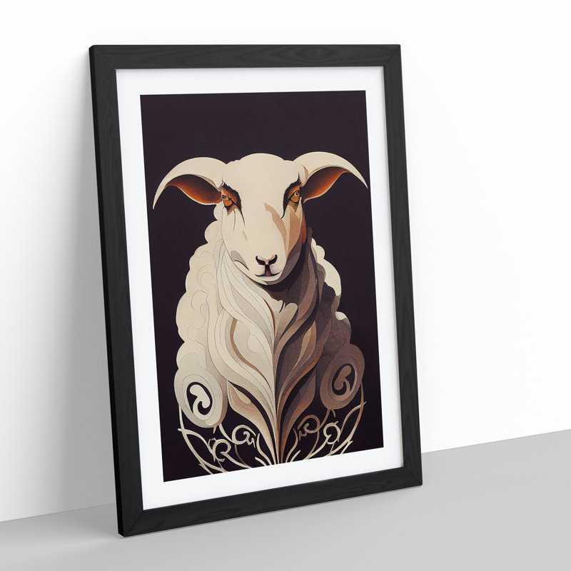 Sheep - Single Picture Frame Print, Black, 64cm H x 46cm W x 2cm D