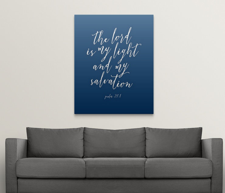 « psalm 27:1-scripture art », art textuel, Toile, H 14 po x l 11 po x P 1,25 po