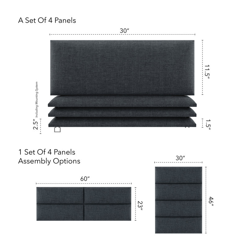 All Upholstered Headboard, Small, Weave Blue Denim