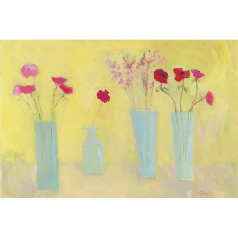 Anemones And Gerbera by Michael Clark - Wrapped Canvas Painting, 81cm H x 122cm W