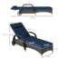 Chaises d'extérieur roulantes, 2 chaises longues inclinables, avec coussin, coussin, appui-tête, accoudoirs et roues