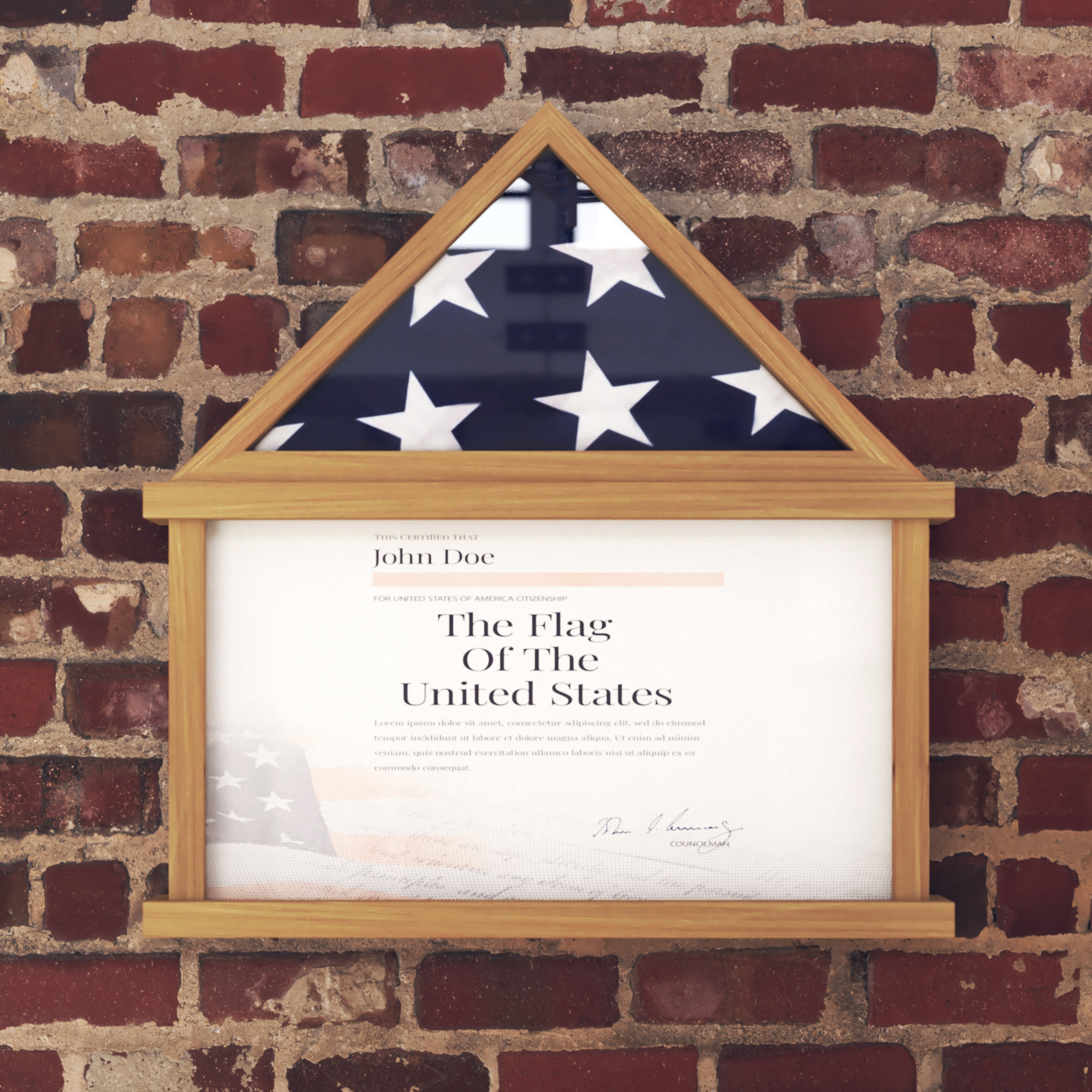 Flash Furniture Quincy Memorial Flag Display Case with Certificate