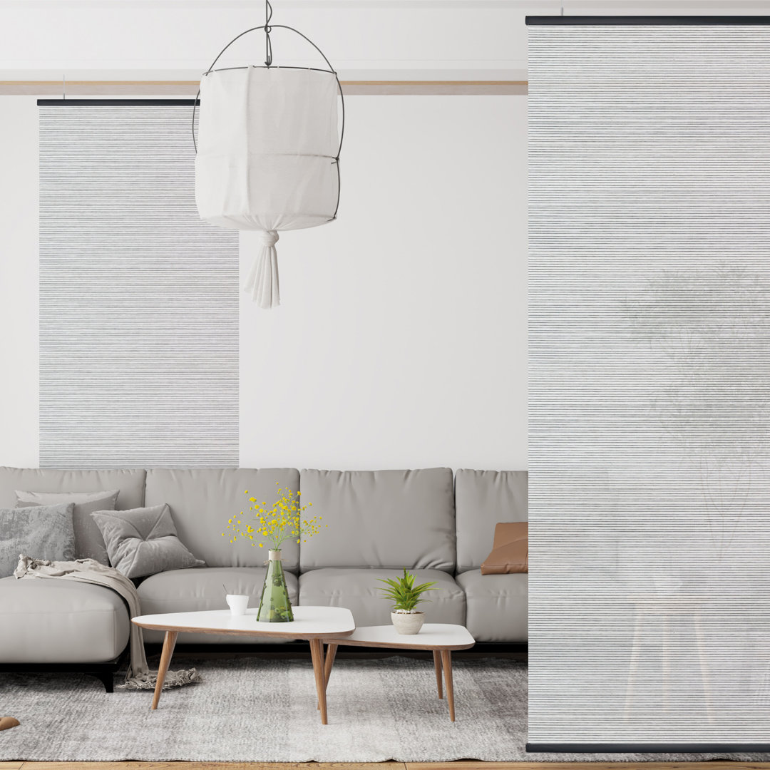 Agris 36''W x 96''H, Hanging Room Divider, Sheer Semi Privacy Screen, Ceiling Suspension Panel, Natural Woven, Pack of 2 Symple Stuff 