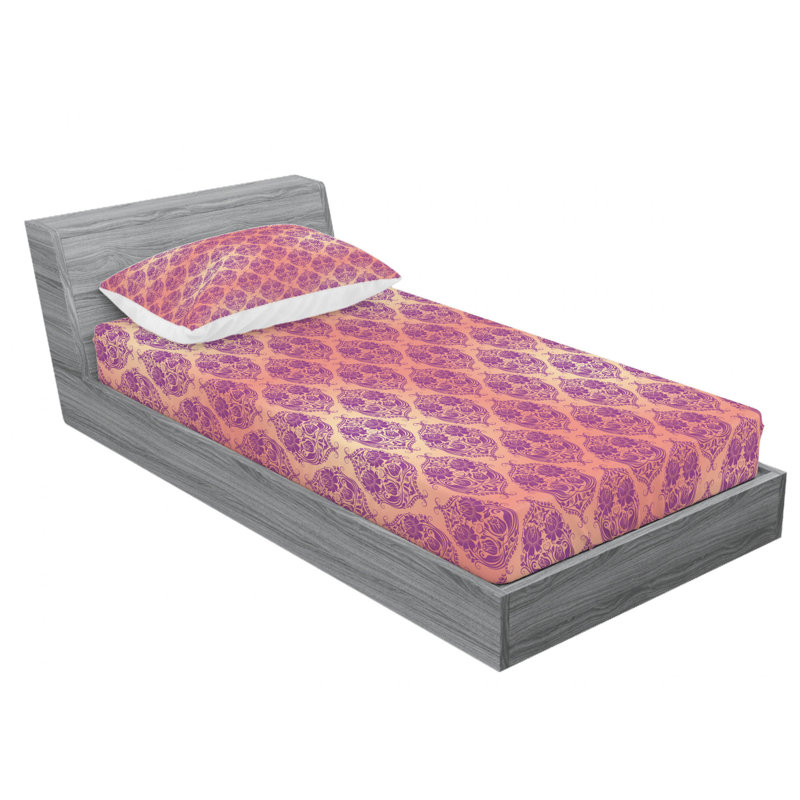Microfiber Damask Sheet Set, Twin XL Sheet Set with Fitted Sheet
