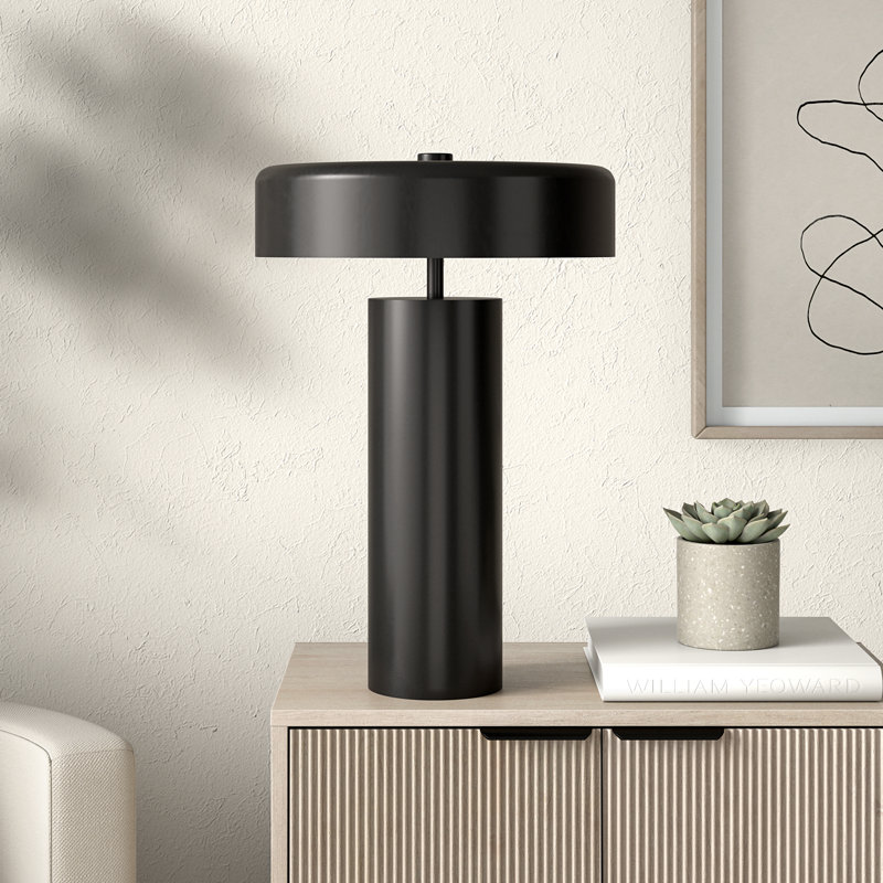 Denney 24" Tall Table Lamp with Metal Shade, Black, Black