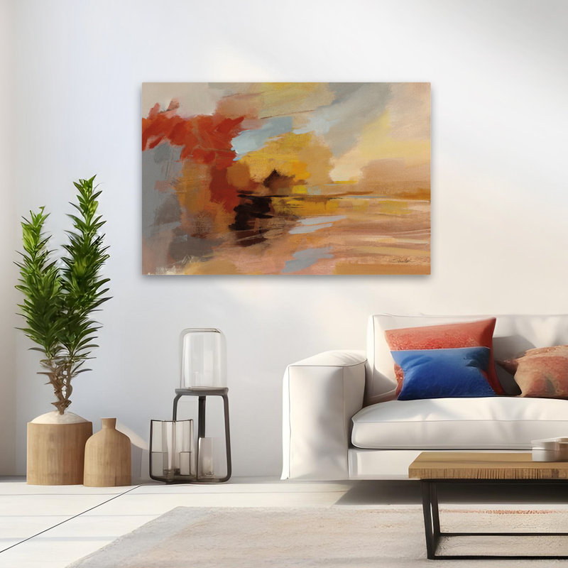 Sandstorm - Abstract Blue Grey Brown Cream, 48" H x 32" W